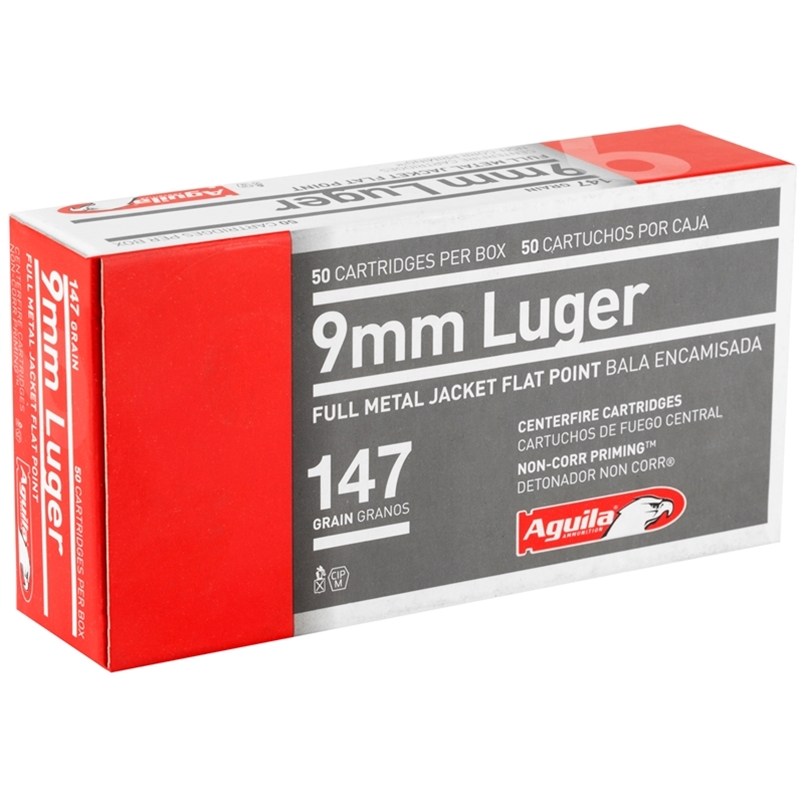 Aguila 9mm Ammo 147 Grain Full Metal Jacket Flat Point - 1E097719