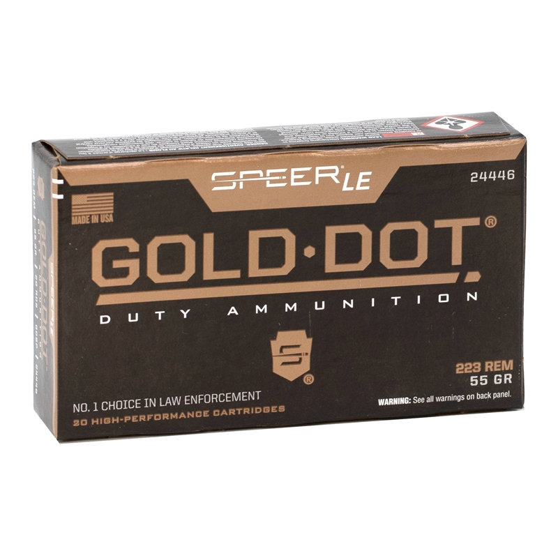 Speer Gold Dot LE Duty 223 Ammo 55 Grain Soft Point- 24446