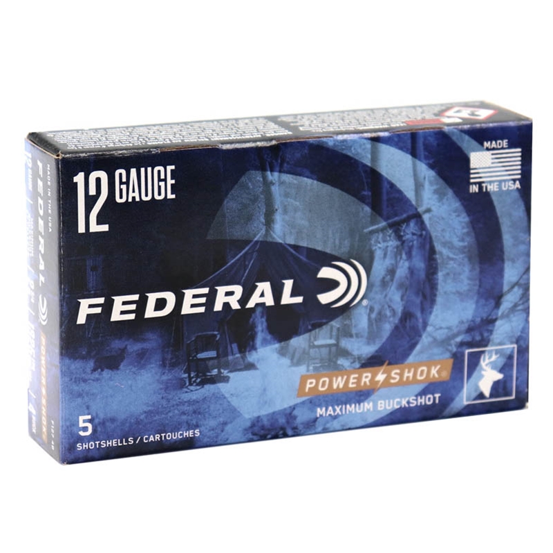 Federal Power-Shok 12 Gauge Ammo 2-3/4" 27 Pellets #4 Lead Buffered Buckshot - F127 4B