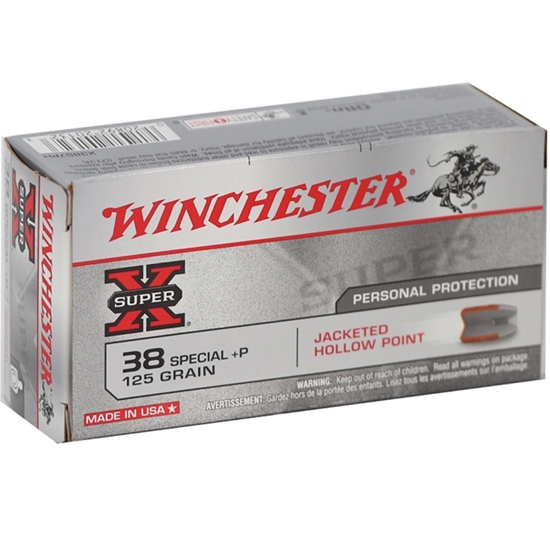 Winchester Super-X 38 Special Ammo +P 125 Grain Jacketed Hollow Point - X38S7PH