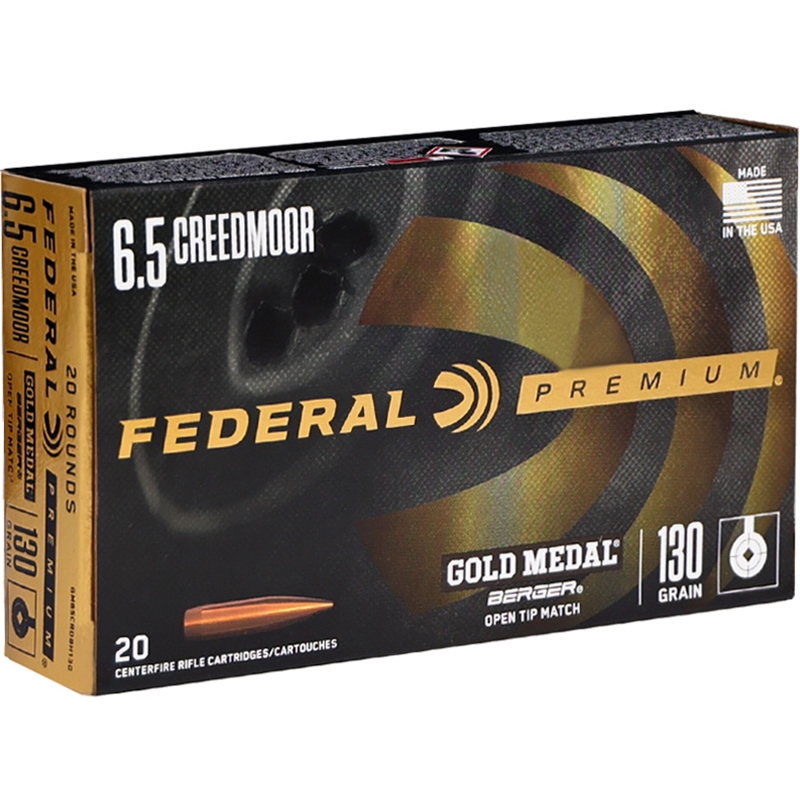 Federal Gold Medal 6.5 Creedmoor Ammo 130 Grain Berger Hybrid OTM - GM65CRDBH130