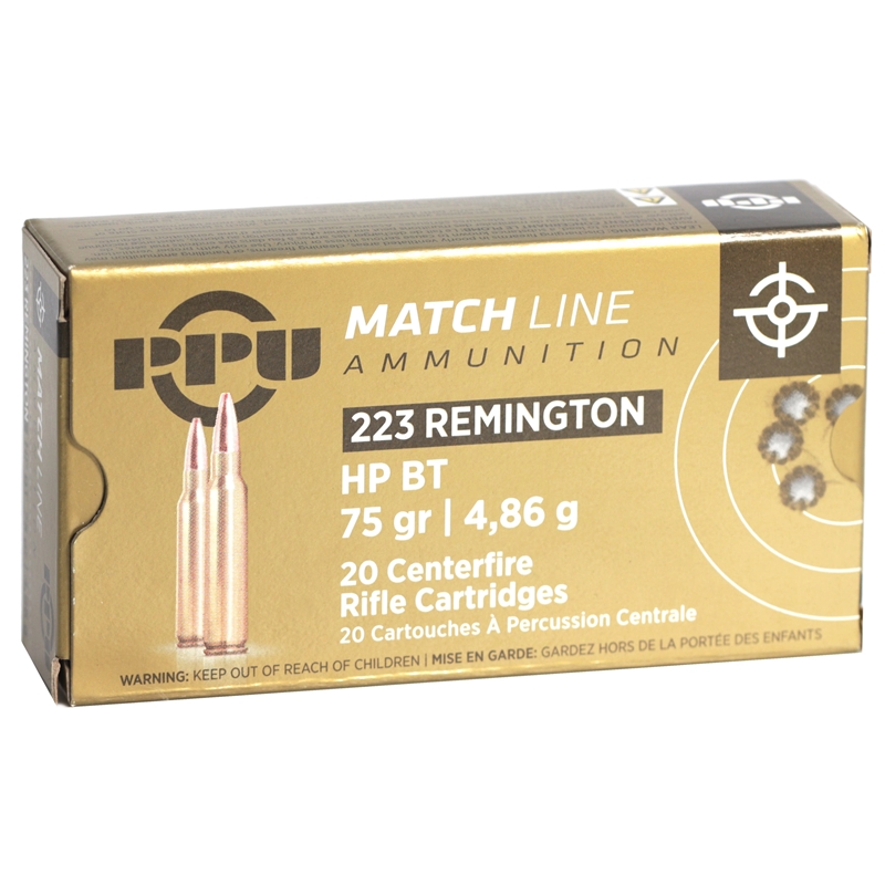 Prvi Partizan Match 223 Ammo 75 Grain Hollow Point Boat Tail - PPM2232