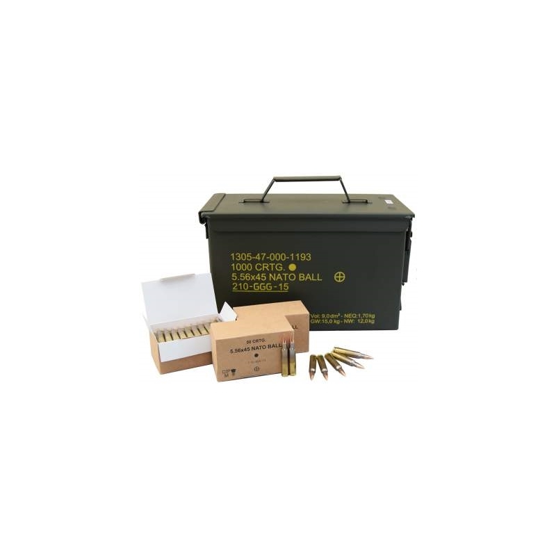 GGG 5.56mm NATO M855 Ammo 62 Grain Full Metal Jacket 1000 Rounds Bulk in Ammo Can - GGGM855