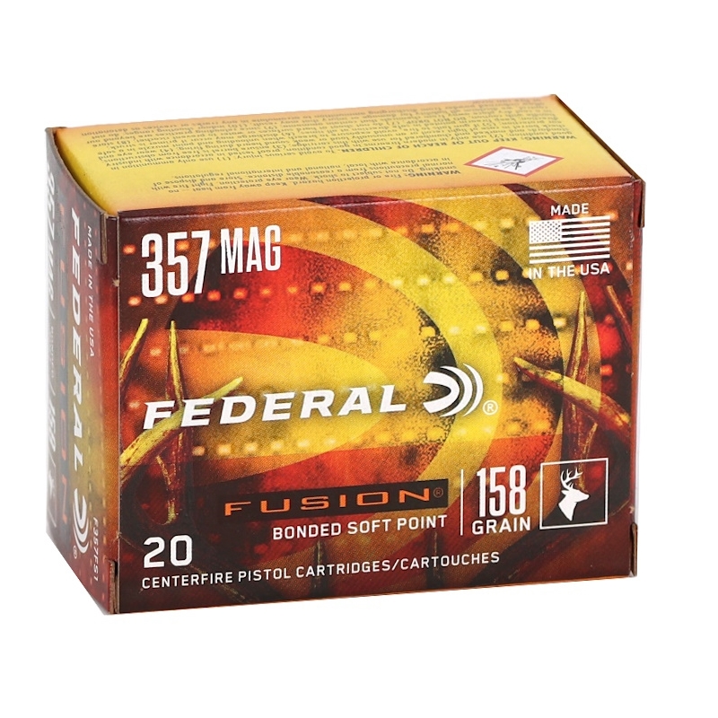 Federal Fusion 357 Magnum Ammo 158 Grain Bonded Soft Point - F357FS1