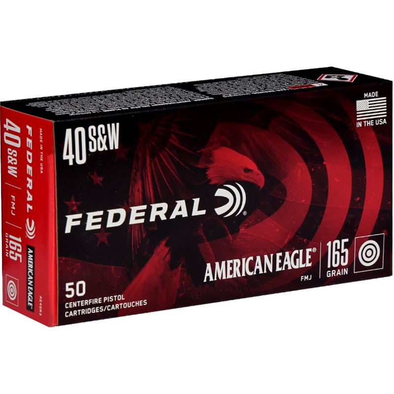 Federal American Eagle 40 S&W Ammo 165 Grain Full Metal Jacket - AE40R3
