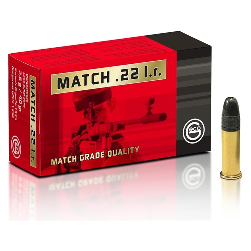 Geco Match 22 Long Rifle Ammo 40 Grain Lead Round Nose - 235940050