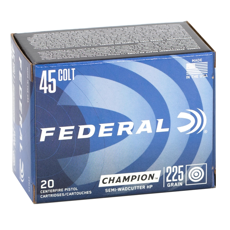 Federal Champion 45 Long Colt Ammo 225 Grain Semi-Wadcutter Hollow Point - C45LCA  
