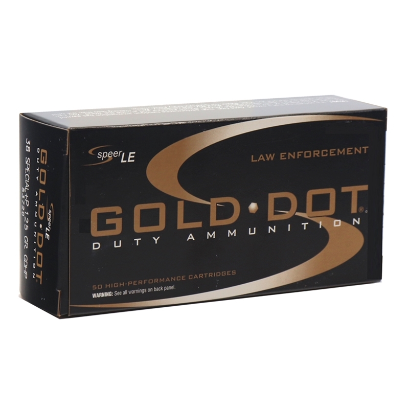 Speer Gold Dot LE Duty 38 Special Ammo 125 Grain +P Jacketed Hollow Point - 53720