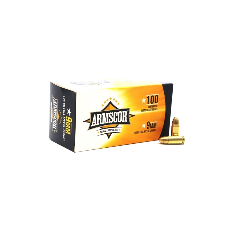Armscor Precision 9mm Ammo 124 Grain Full Metal Jacket 100 Value Pack