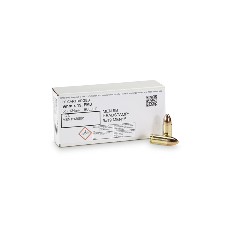 Magtech MEN 9mm Luger NATO Ammo 124 Grain Full Metal Jacket - MEN9B