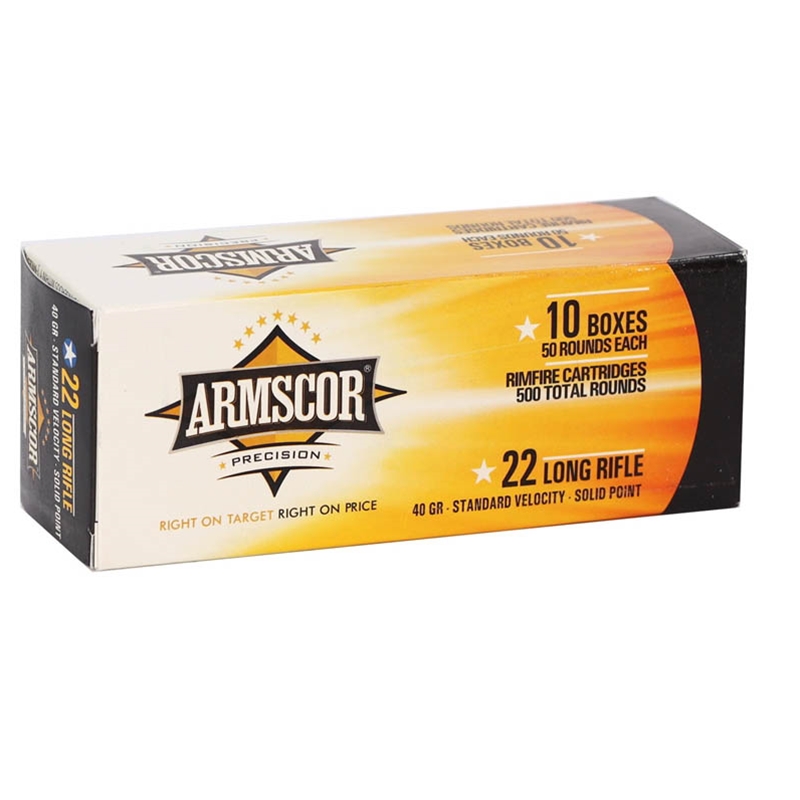 Armscor Precision 22 Long Rifle Ammo 40 Grain Standard Velocity Solid Point - 50012PH