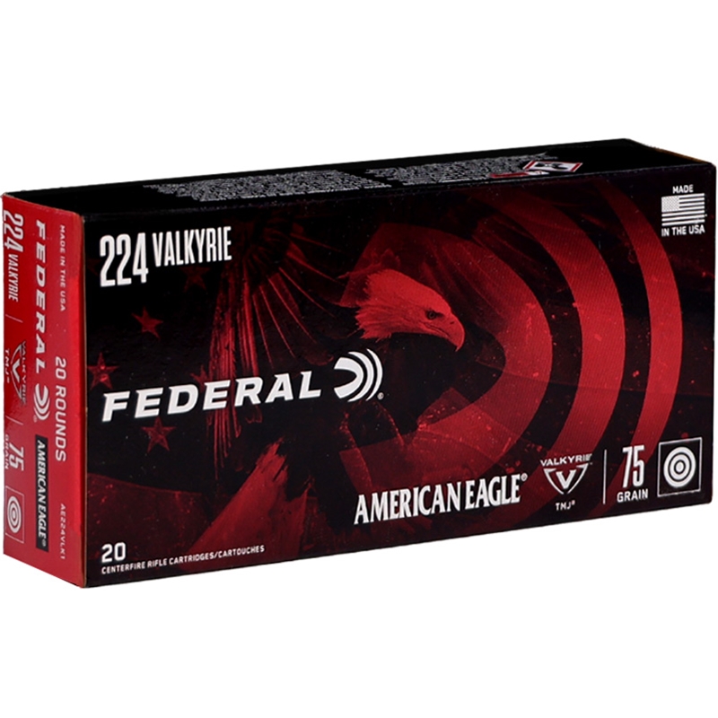 Federal American Eagle 224 Valkyrie Ammo 75 Grain Total Metal Jacket - AE224VLK1