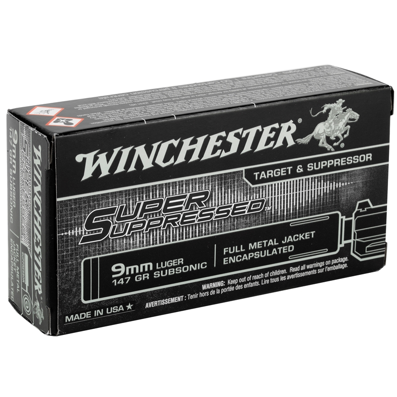 Winchester Super Suppressed 9mm Ammo 147 Grain Full Metal Jacket - SUP9