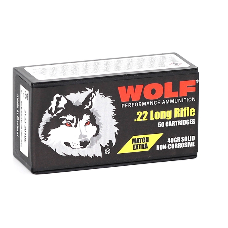 Wolf Match Extra 22 Long Rifle Ammo 40 Grain Lead Round Nose - 22XTRA