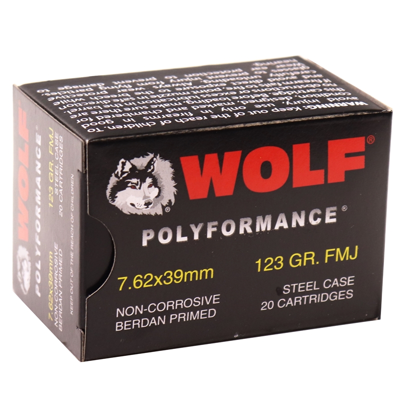 Wolf Polyformance 7.62x39mm Ammo 123 Grain Full Metal Jacket - 762BFMJ