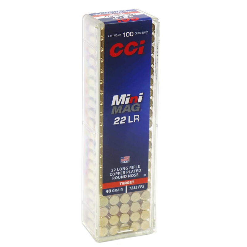 CCI Mini-Mag High Velocity 22 Long Rifle Ammo 40 Grain Copper Plated Round Nose - 0030
