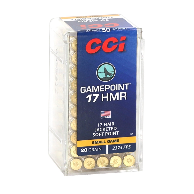 CCI Game Point 17 HMR Ammo 20 Grain Jacketed Soft Point - 0052