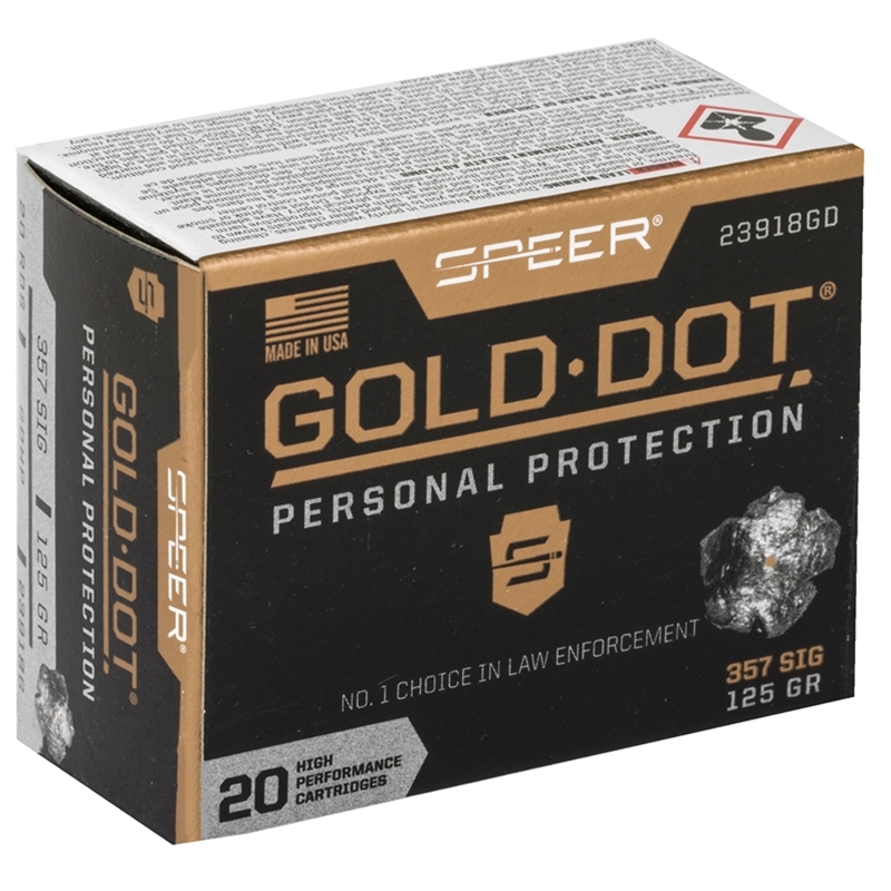 Speer Gold Dot 357 SIG Ammo 125 Grain Jacketed Hollow Point – 23918